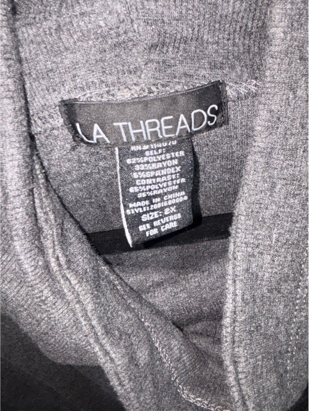 LA THREADS Gray Short Sleeve Turtleneck Sweater with Striped